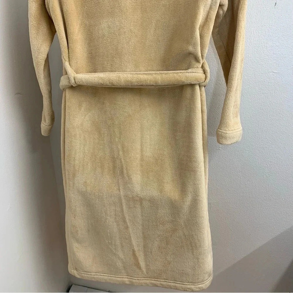 Gilligan Omalley Robe M/L Fuzzy Pockets Warm Cozy Belt Tan Long Sleeve 43” - Picture 7 of 12